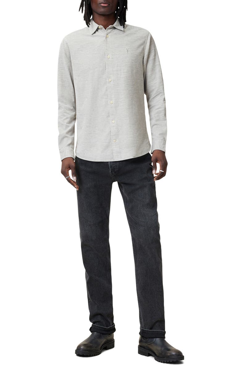 AllSaints Lorella Rib Cotton Button-Up Shirt, Alternate, color, 