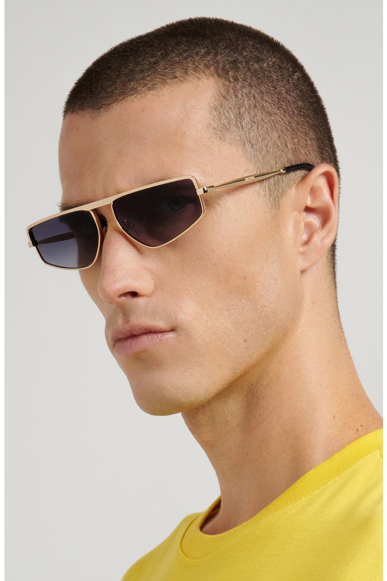 59m Square Flat Top Sunglasses, Alternate, color, ROSE GOLD/ DARK GREY SF