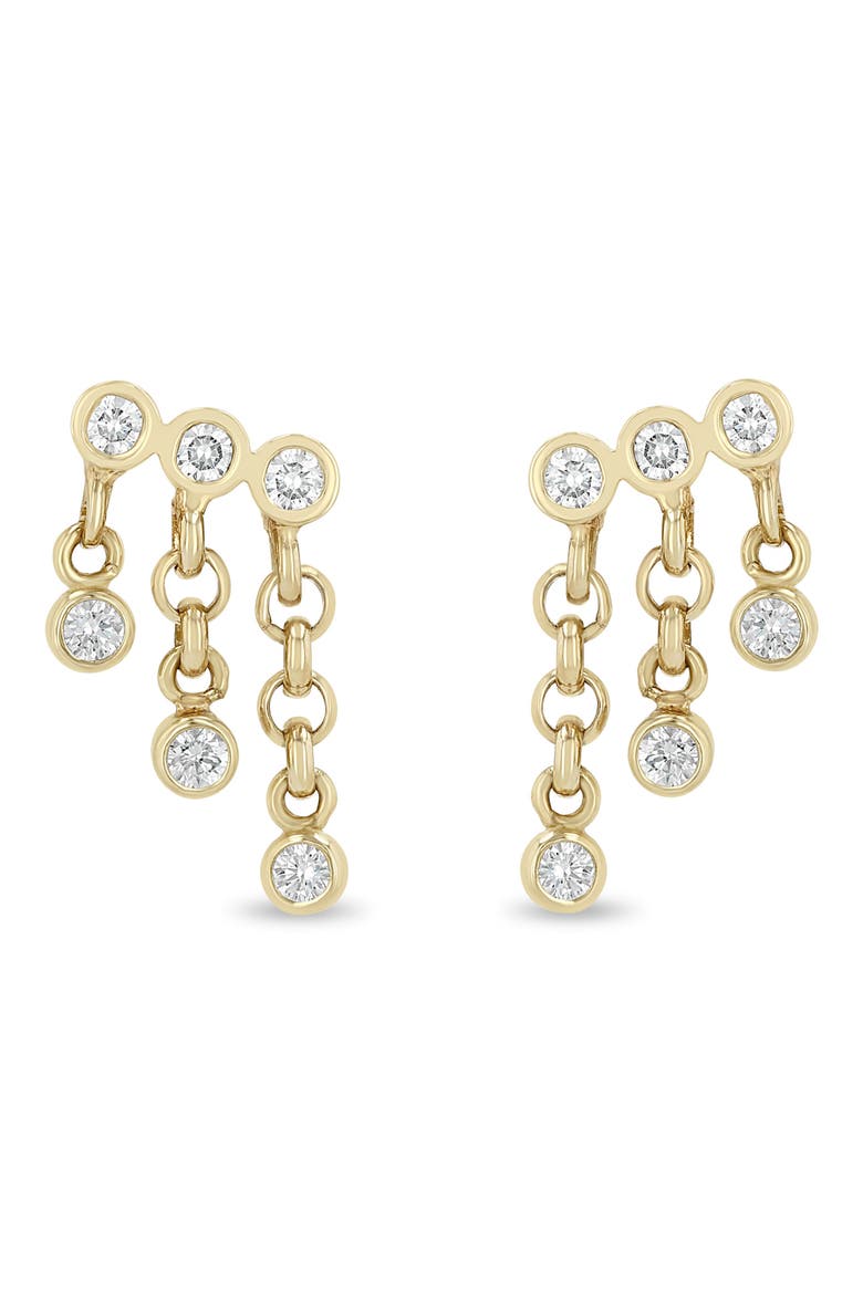 Bezel Diamonds 14k Gold Waterfall Earrings, Main, color, 14K YELLOW GOLD