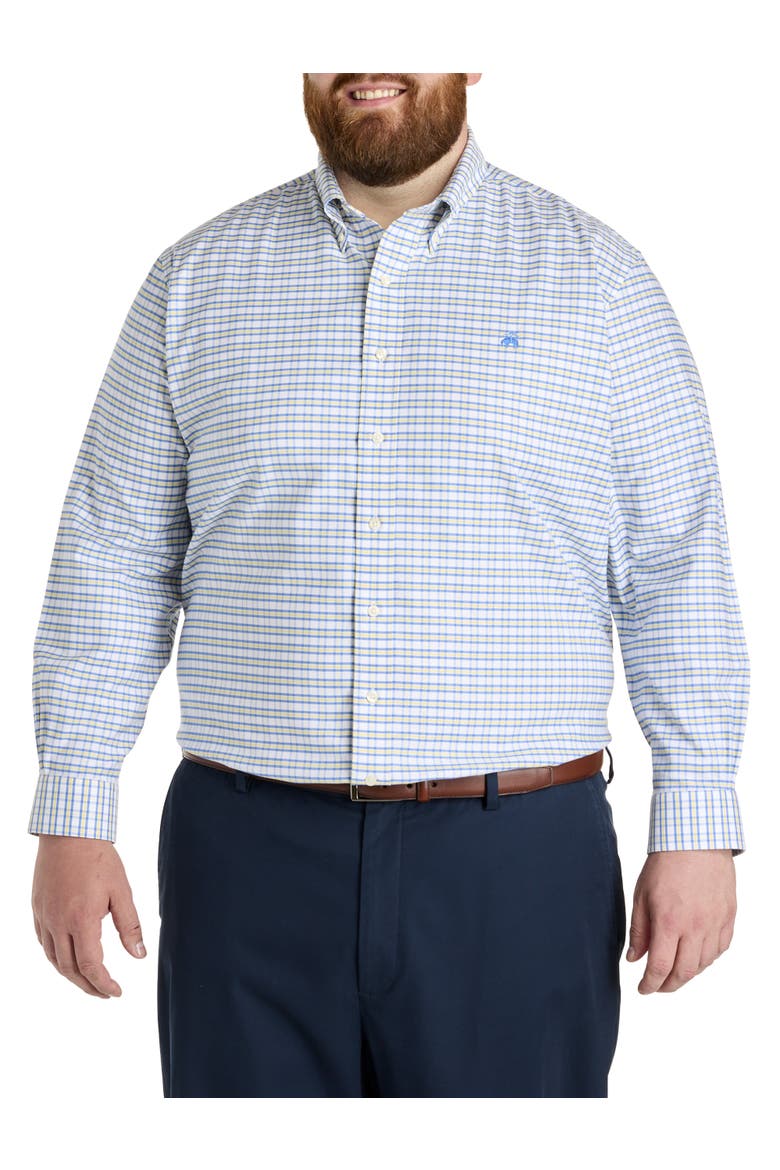 Big & Tall Non-Iron Check Sport Shirt, Alternate, color, REGATTA YELLOW