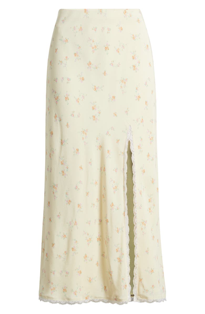 LoveShackFancy Silvia Floral Print Maxi Skirt, Alternate, color, Lemon Haze