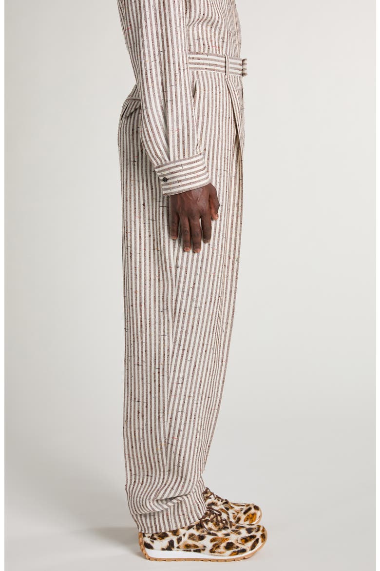 Flecked Stripe Pleated Pants, Alternate, color, TALC/ LOAM