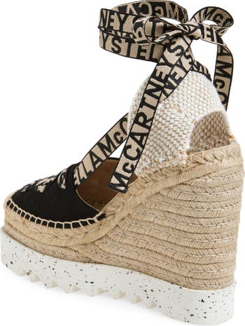 Stella McCartney ◆ Embellished Wedge Espadrilles Embellished espadrille wedges in black - Stella Mc Cartney