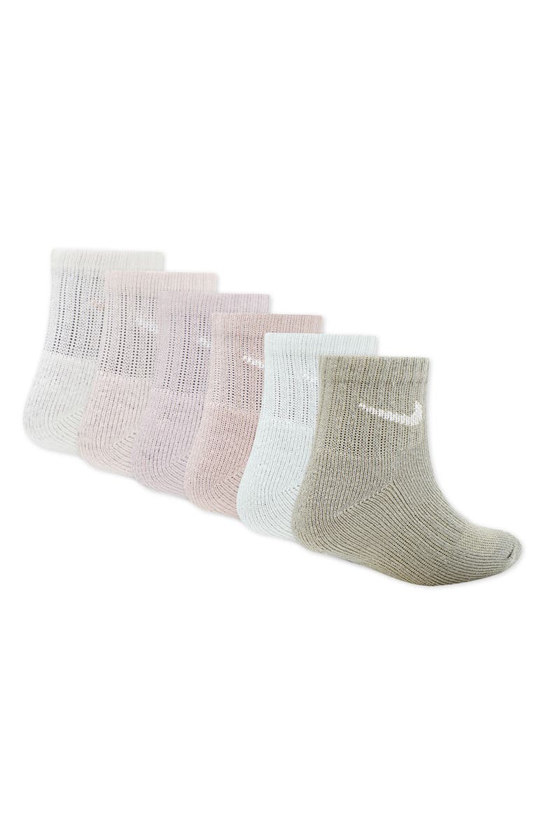 Nike Kids' 6-Pack Performance Quarter Socks, Alternate, color, Sail