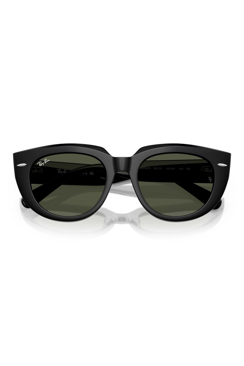 52mm Square Sunglasses, Alternate, color, BLACK