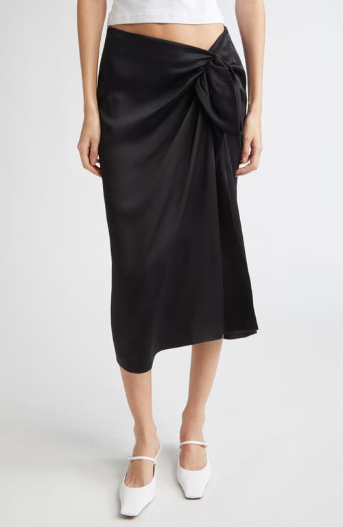 Stella Mccartney Satin Gathered Midi Skirt In Black
