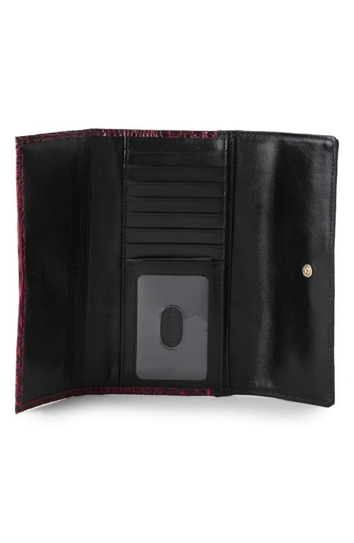 Brahmin Cordelia Croc Embossed Leather Trifold Wallet In Burgundy