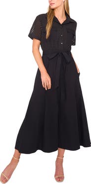 Halogen® Eyelet Embroidery Midi Shirtdress