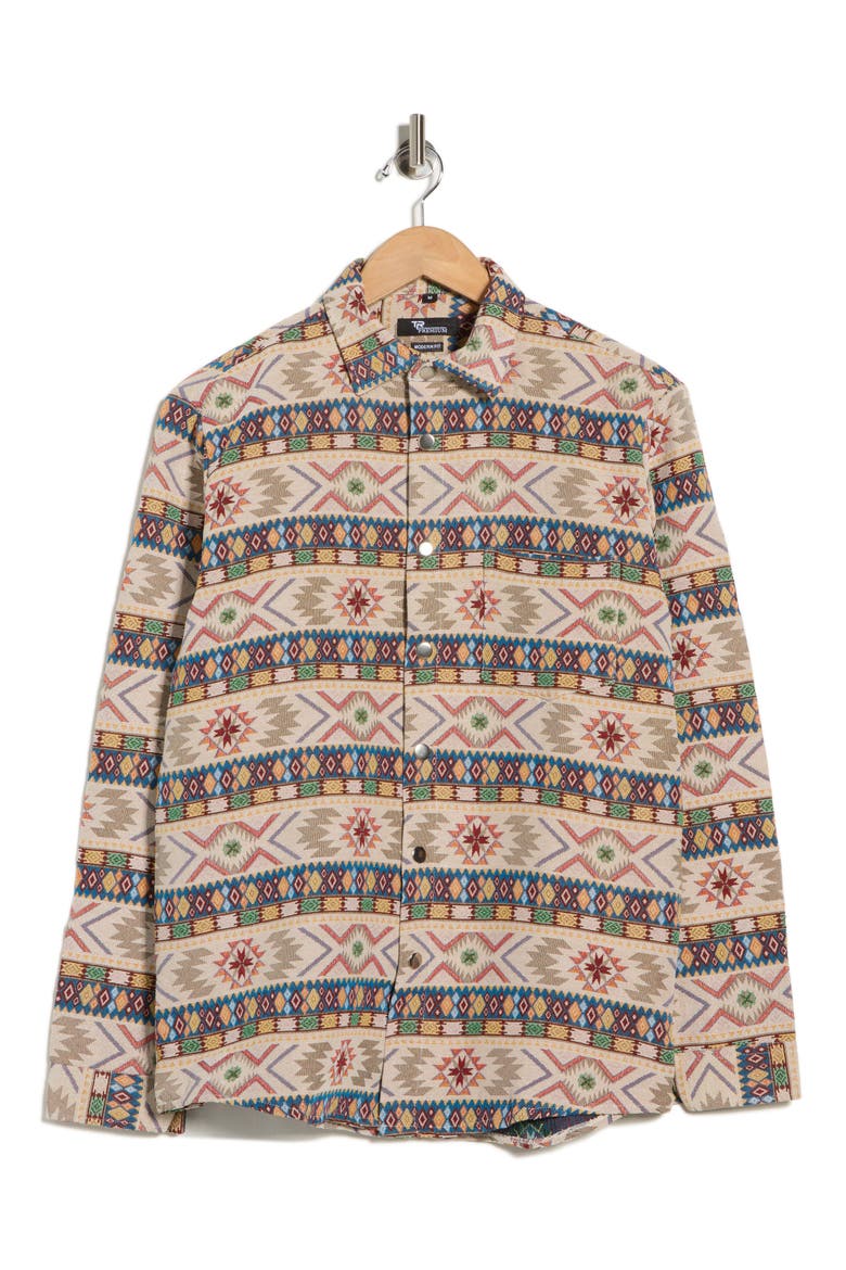Tapestry Shirt Jacket, Alternate, color, BEIGE