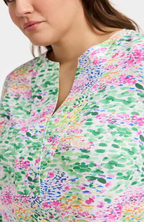 Foxcroft Vena Floral Print Cotton Linen Blend Dress In Ivory Multi
