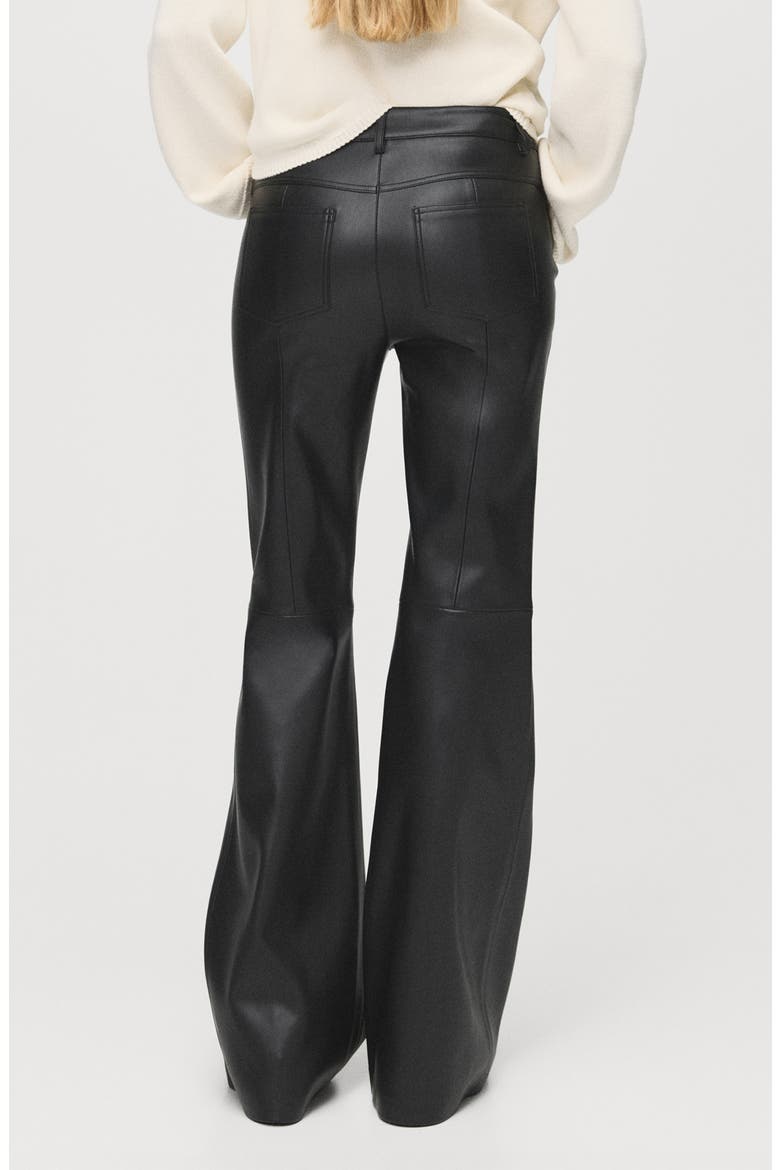 Connie Flared Faux Leather Pants, Alternate, color, BLACK
