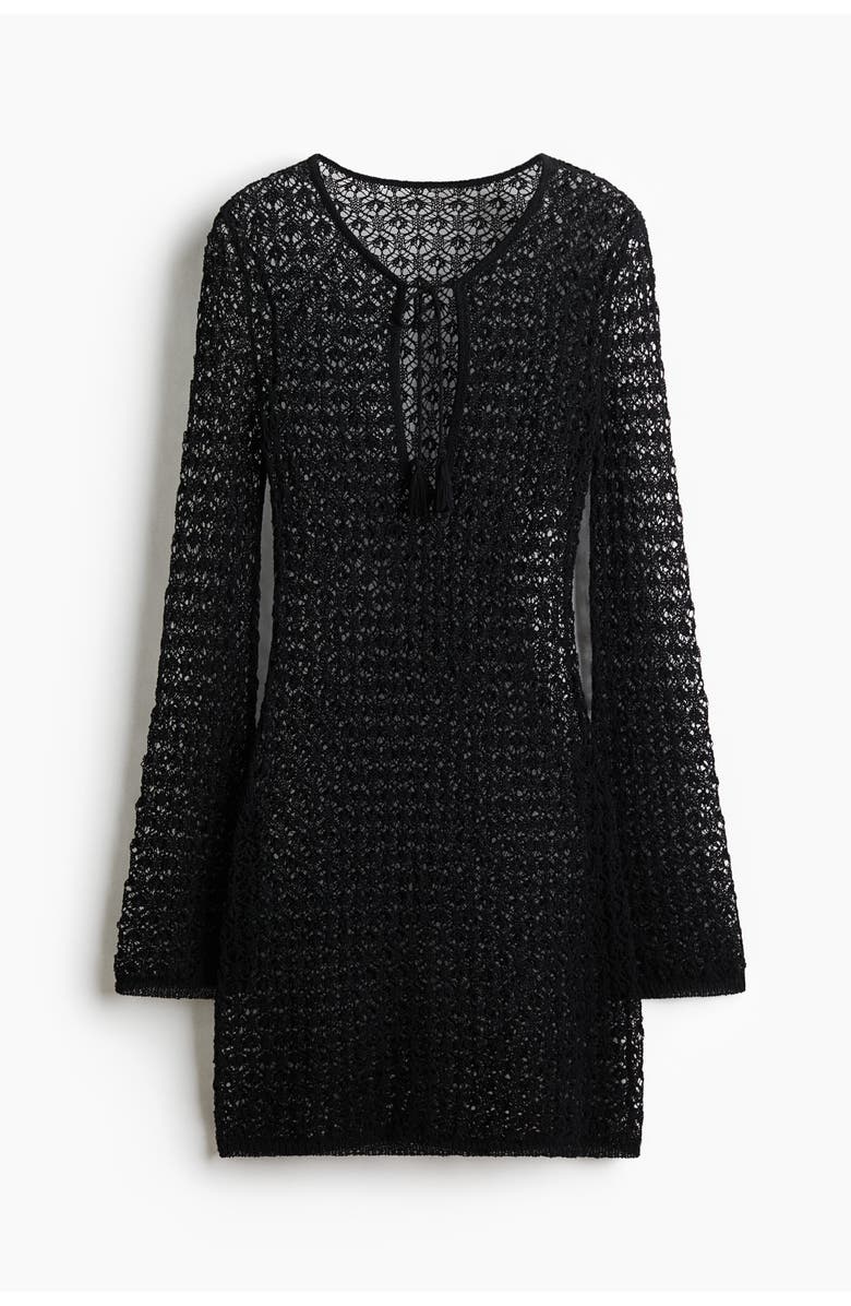 H&M Crochet-look Beach Dress, Main, color, Black