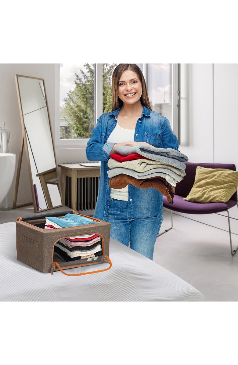 SORBUS Brown Small Zip Window Fabric Storage Box - Set of 2, Alternate, color, 