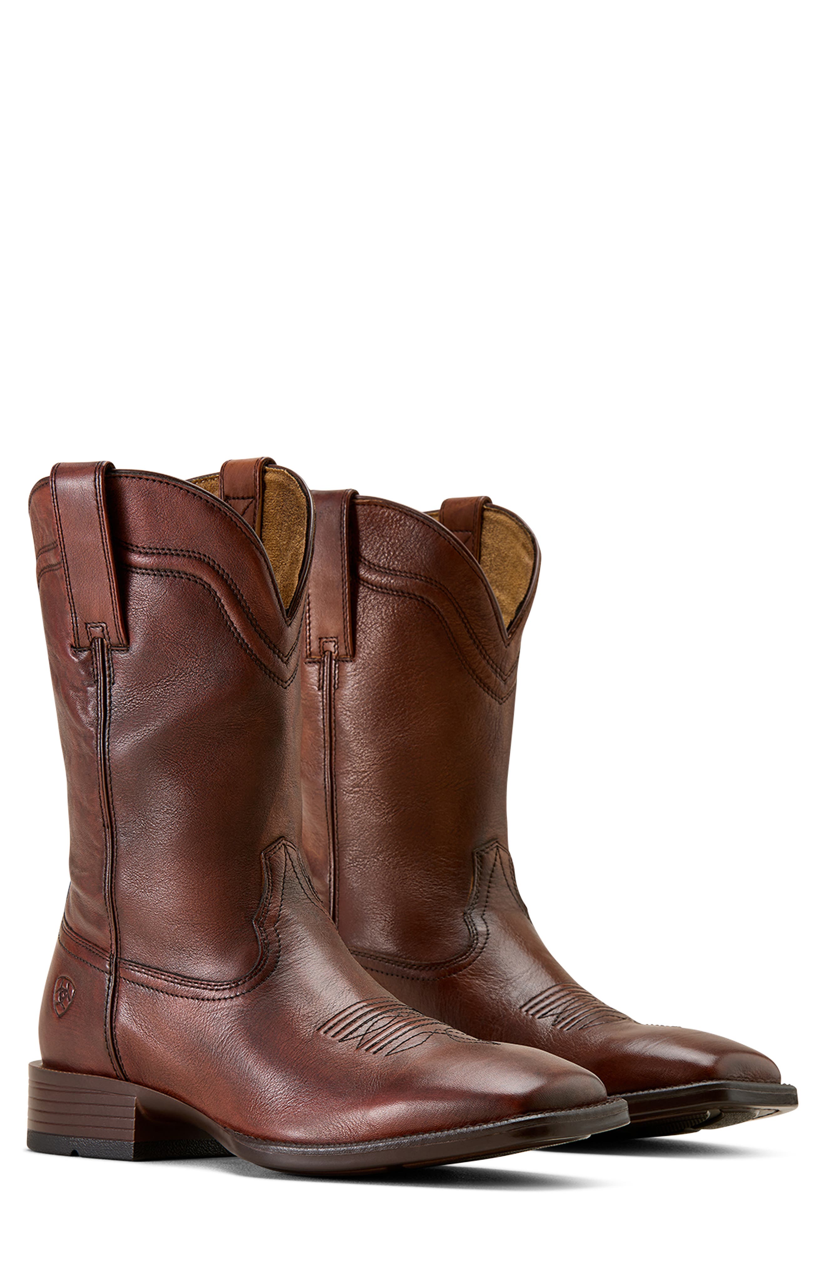Alden Wide Square Toe Western Boot, Alternate, color, BROWN