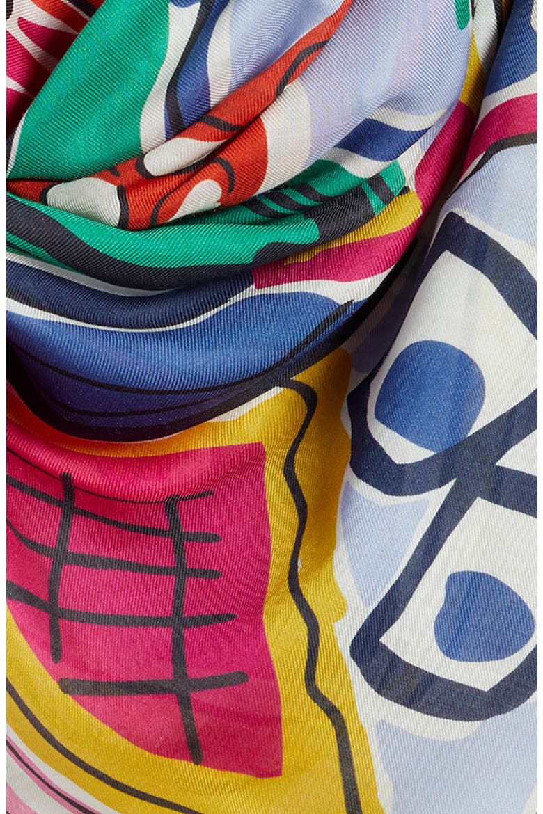 Cubists Square Scarf, Alternate, color, BLUE MULTI