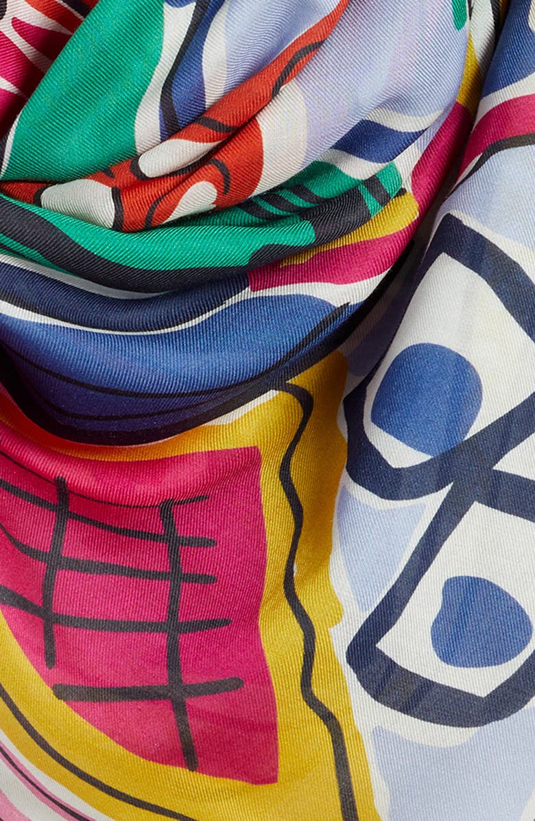 Echo Cubists Square Scarf, Alternate, color, Blue Multi