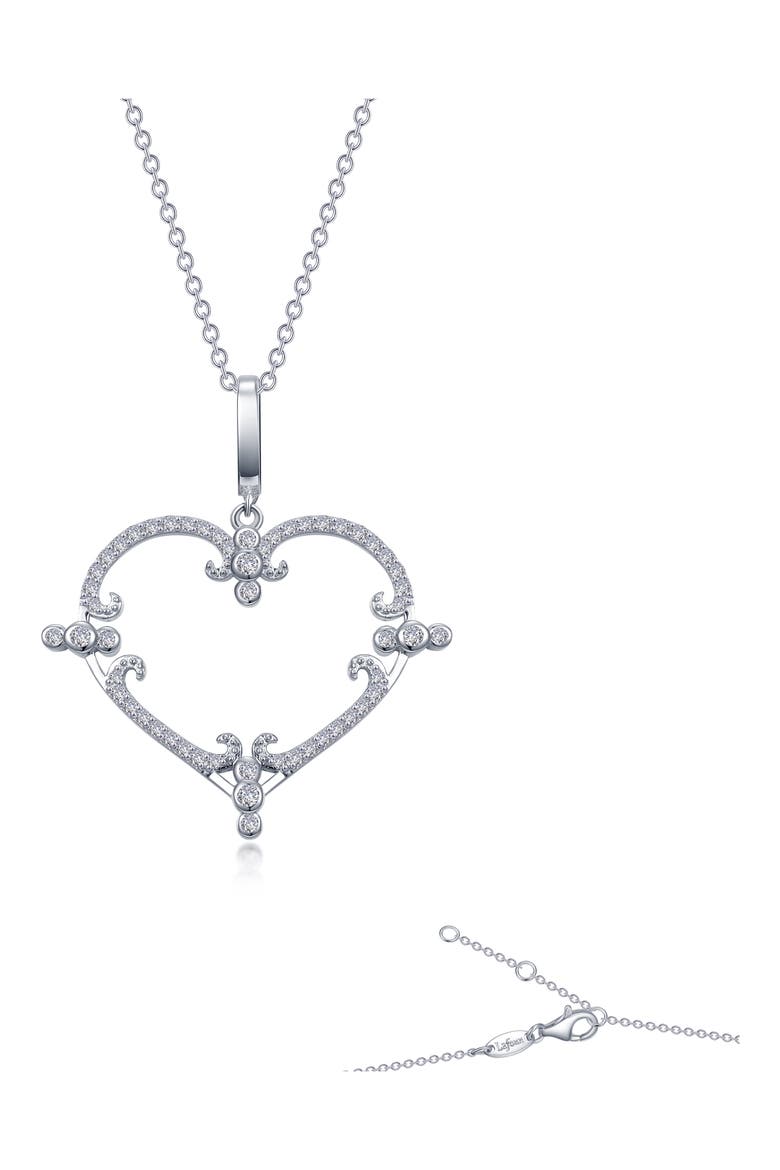 Filigree Heart Pendant Necklace, Main, color, SILVER