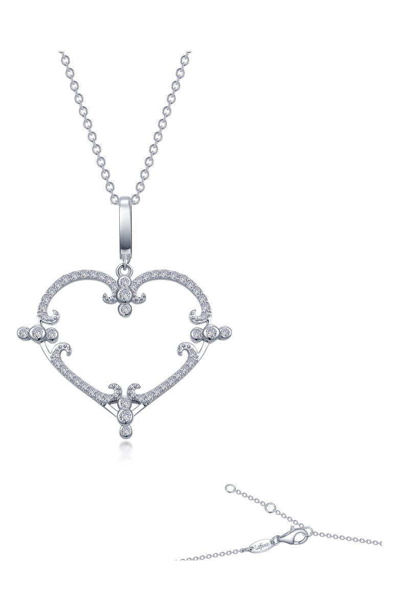 Lafonn Filigree Heart Pendant Necklace, Main, color, Silver