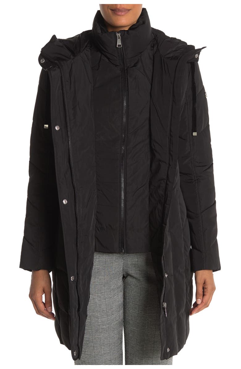Calvin Klein Hooded Quilted Long Jacket, Alternate, color, 