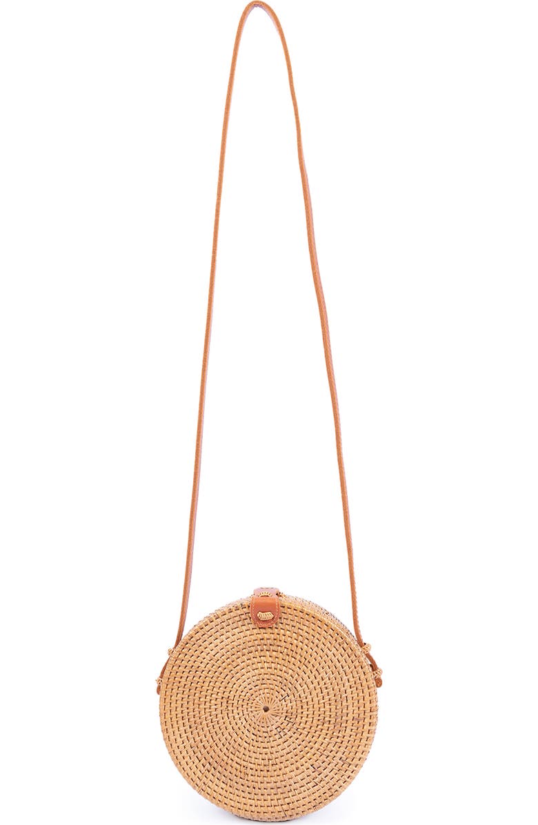 Jelavu Ata Bali Woven Rattan Canteen Crossbody Bag, Main, color, Tan
