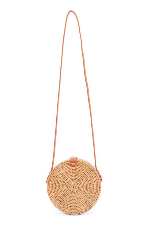 Ata Bali Woven Rattan Canteen Crossbody Bag