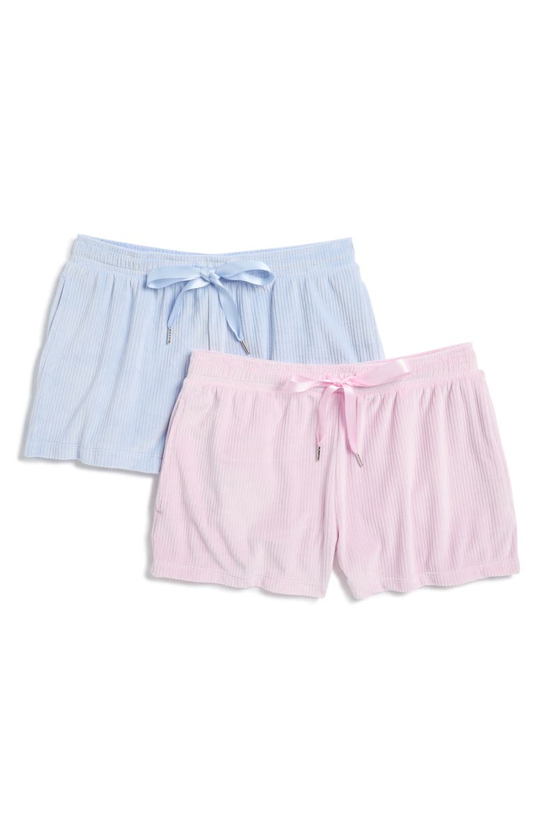 JACLYN Assorted 2-Pack Velour Pajama Shorts, Main, color, Lilac Snow/ Hal
