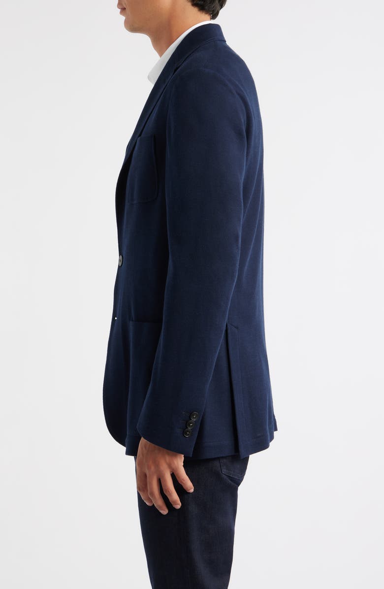 Canali Trim Fit Navy Knit Cotton Blend Blazer, Alternate, color, Navy