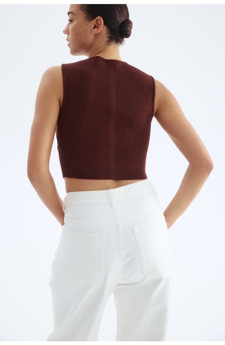 H&M Knitted Vest Top, Alternate, color, Dark Brown