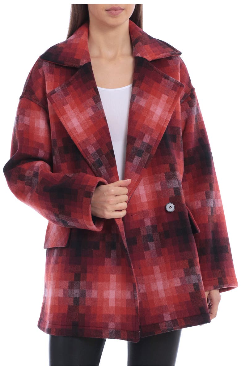 Avec Les Filles Geo Pattern Double Breasted Coat, Main, color, 