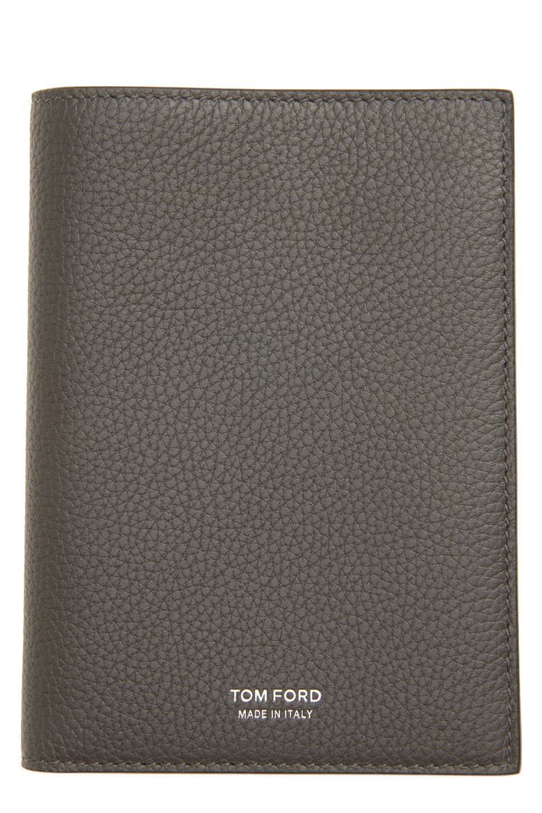 T-Line Leather Passport Holder, Main, color, SMOKE GREY