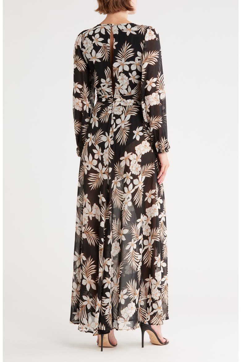 Journey Semi Sheer Maxi Dress, Alternate, color, BLACK/ MULTI