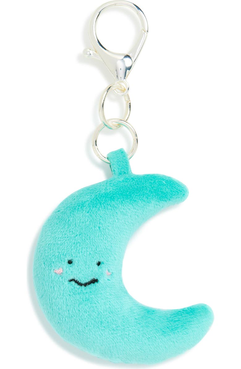 Leith Stuffed Moon Bag Charm, Main, color, Blue Multi- Silver