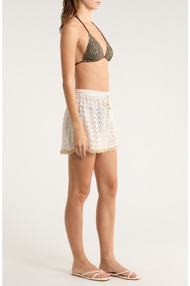 Mina Zigzag Cover-Up Shorts, Alternate, color, WHITE/GOLD ZIG ZAG