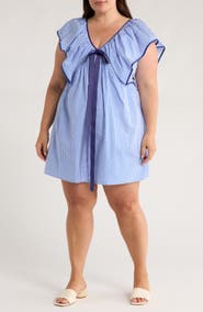 SUGARLIPS Sherah Striped Cotton Babydoll Minidress