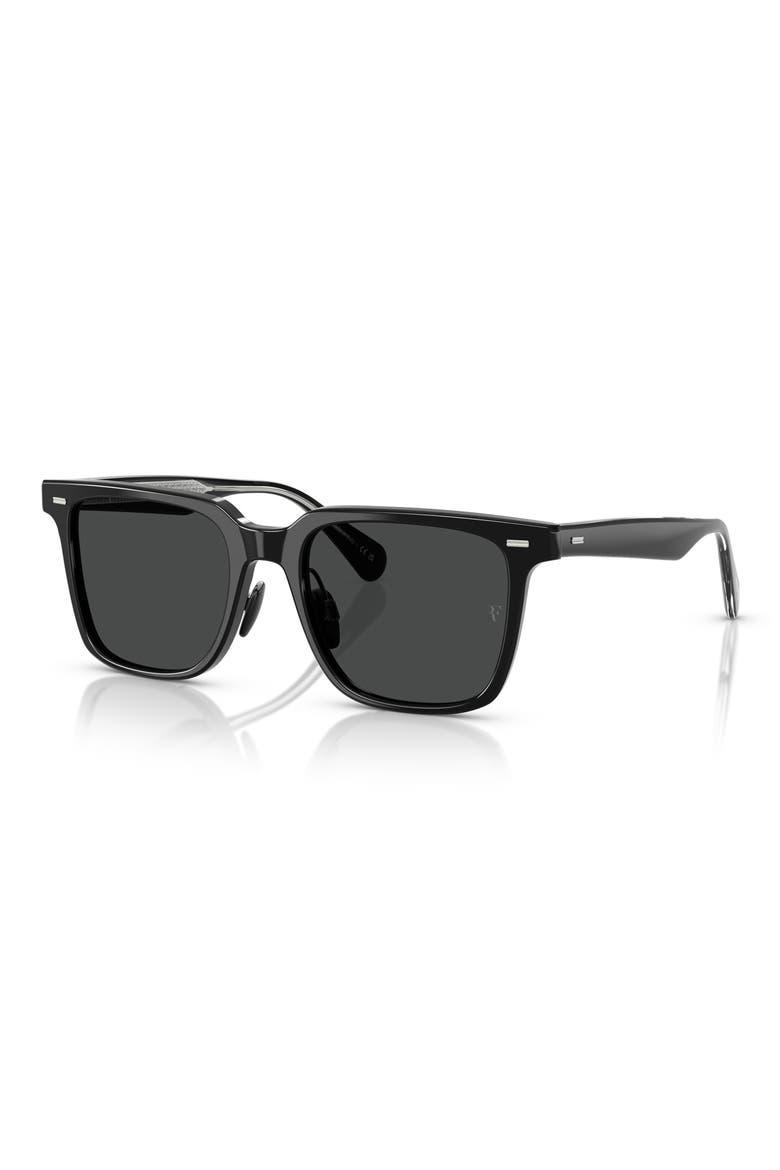 52mm Rectangular Polarized Sunglasses, Alternate, color, BLACK/ DARK SLATE