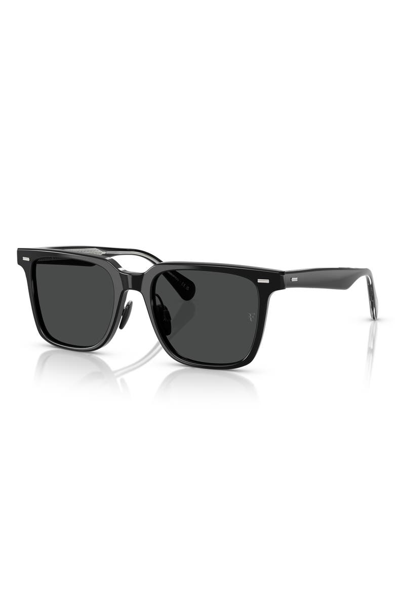Oliver Peoples 52mm Rectangular Polarized Sunglasses, Alternate, color, Black/ Dark Slate