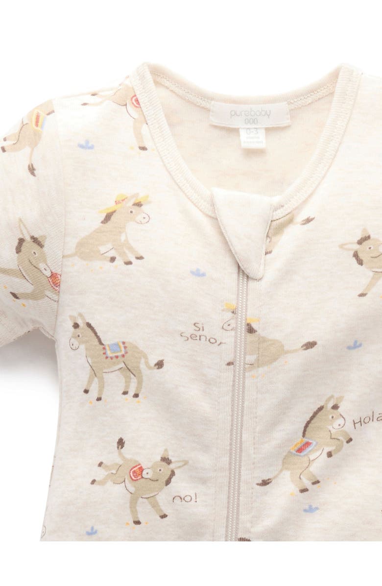 Purebaby Rib Short Sleeve Romper, Alternate, color, Si Senor Print