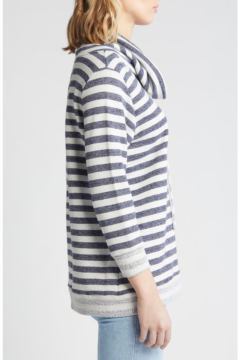 Cowl Tie Stripe Pullover, Alternate, color, NAVY WHITE