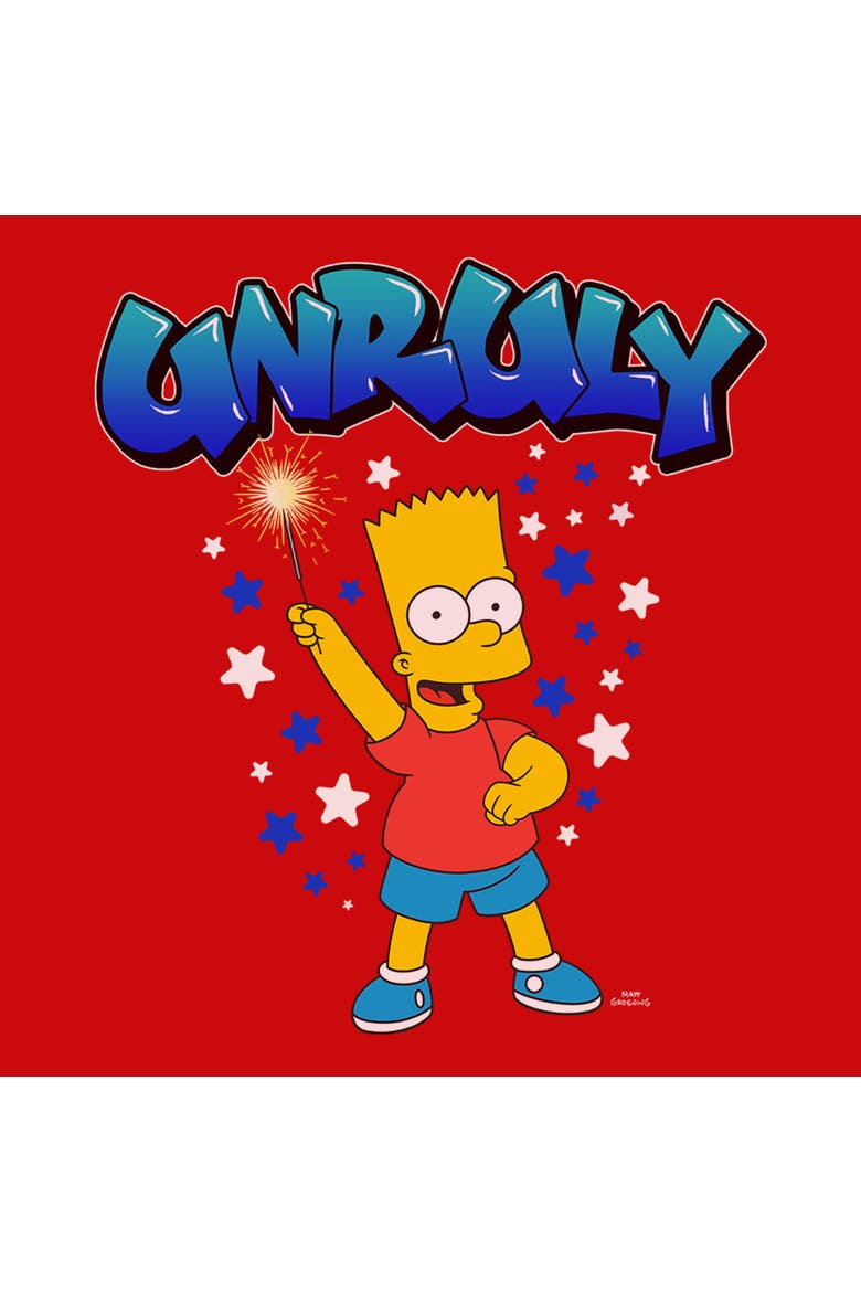 Boy's The Simpsons Bart Unruly Sparkler  Graphic T-Shirt, Alternate, color, Red