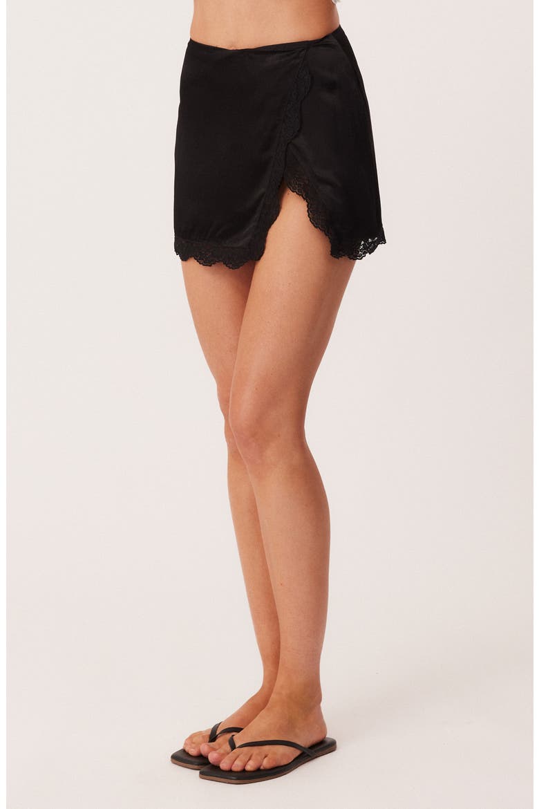 Tammi Faux Wrap Miniskirt, Alternate, color, BLACK