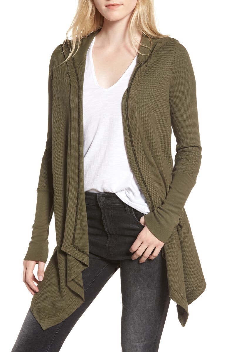 Splendid Draped Thermal Hoodie, Main, color,