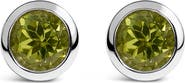 Haus of Brilliance .925 Sterling Silver 6MM Bezel Set Created Gemstone Solitaire Stud Earrings