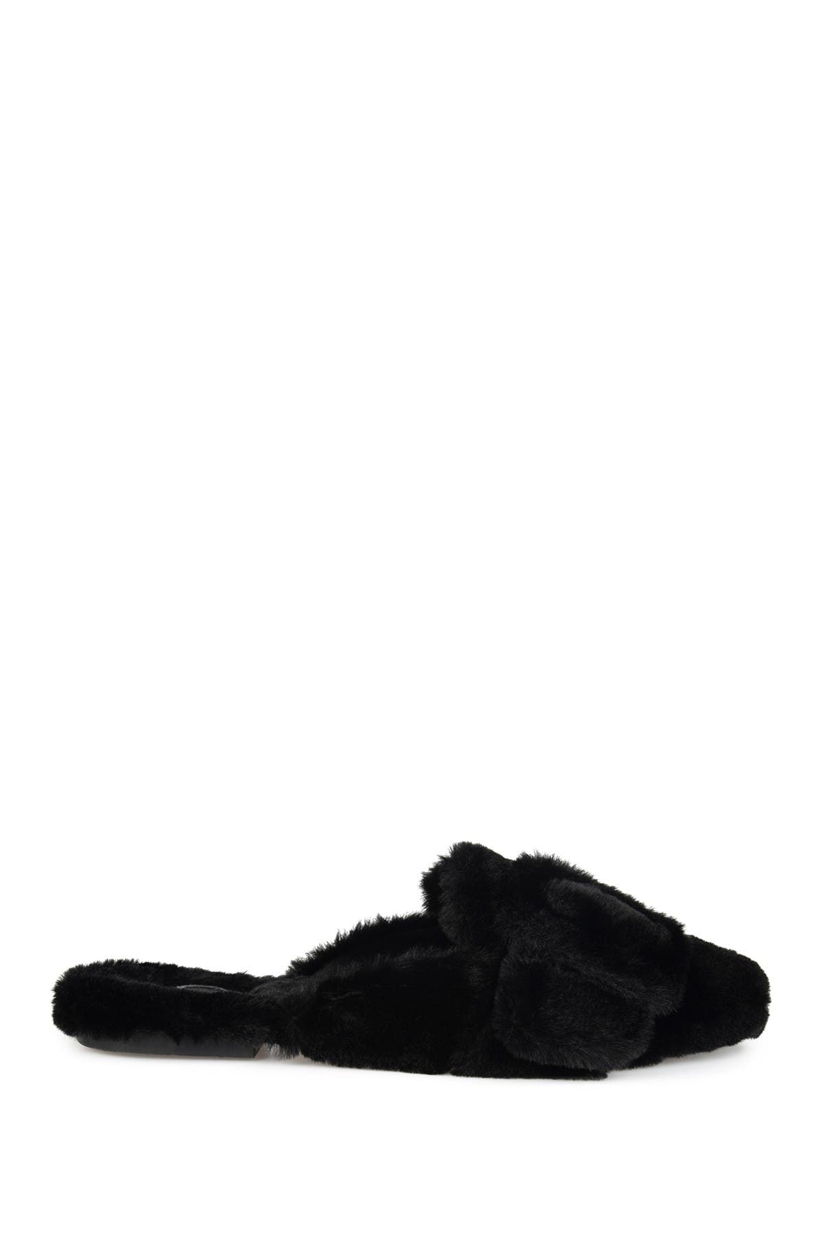 Journee Collection JOURNEE Eara Faux Fur Slipper, Alternate, color, Black