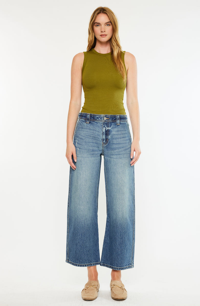 KanCan Bells Mid Rise Loose Barrel Jeans, Main, color, Medium Wash