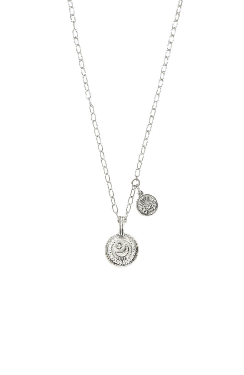 Ettika Double Coin Pendant Necklace, Main, color,