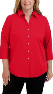 Foxcroft Mary Non-Iron Stretch Cotton Button-Up Shirt