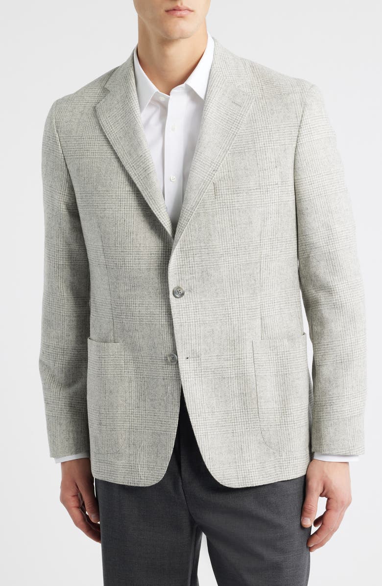 Vince Icon Relaxed Fit Light Grey Glen Check Alpaca Blend Sport Coat, Alternate, color, Cream/ Grey