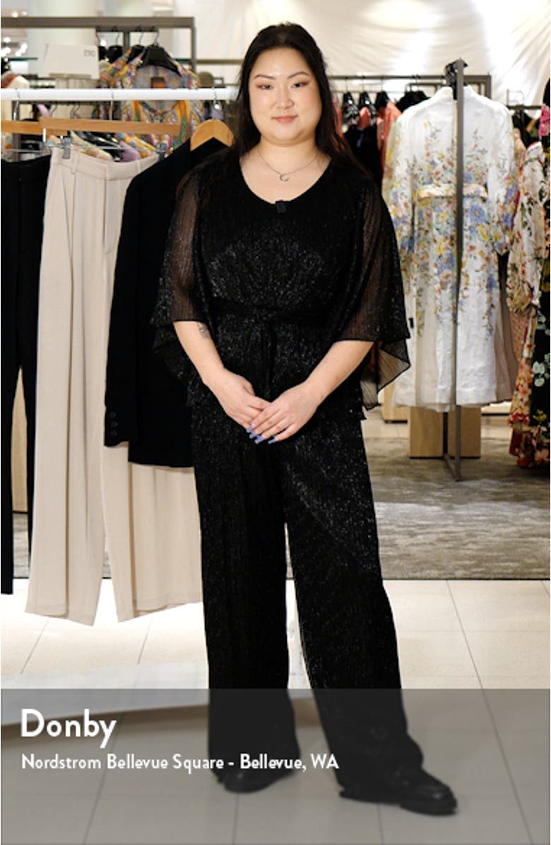 Tie Waist Metallic Chiffon Top, sales video thumbnail