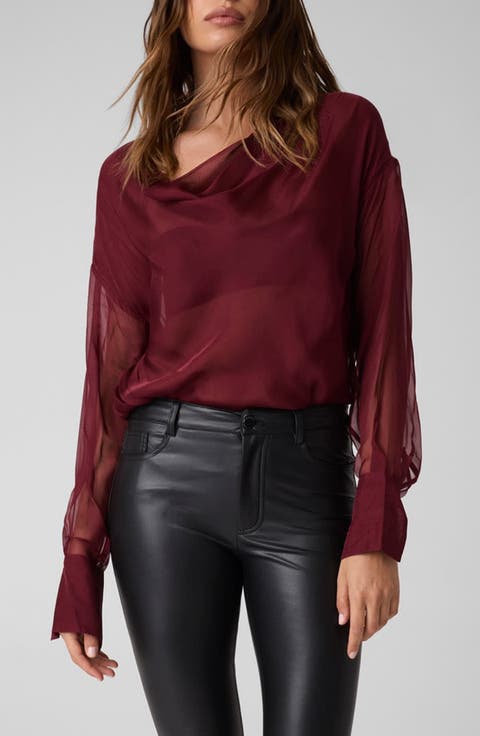 Silk Chiffon Shawl Neck Bodysuit