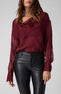 GUESS Silk Chiffon Shawl Neck Bodysuit